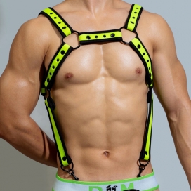 BDSMaster Neoprene harness Neo Chest Black-Fluorescent green