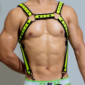 BDSMaster Neoprene harness Neo Chest Black-Fluorescent green