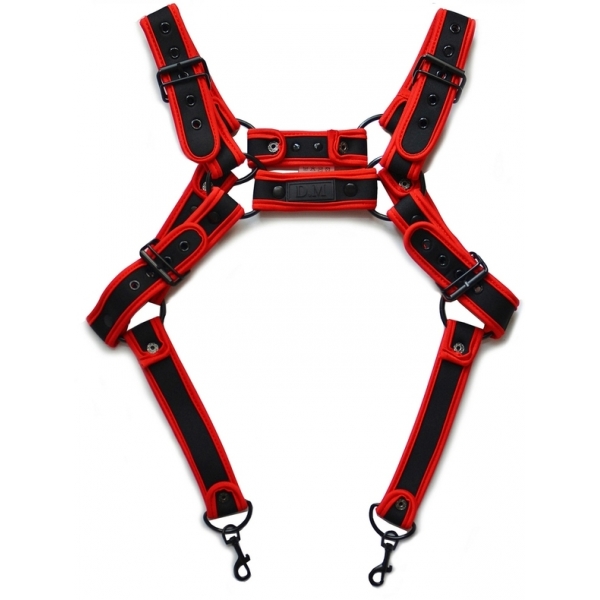 D.M Neoprene Chest Harness with Suspenders RED