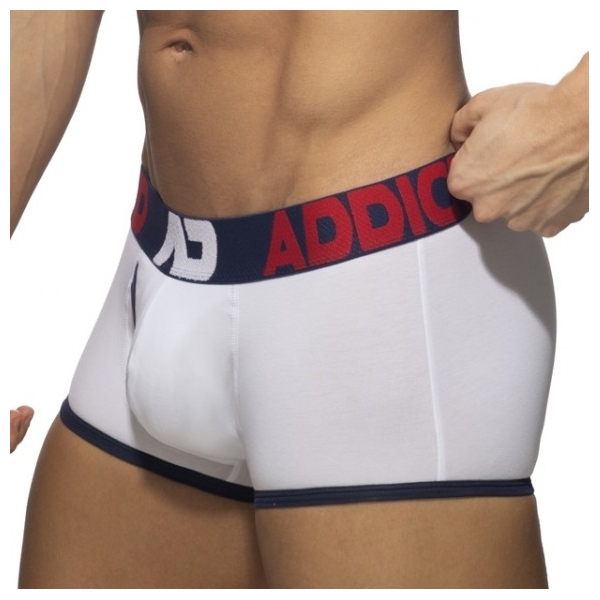 Open Fly Boxer White-Navy Blue