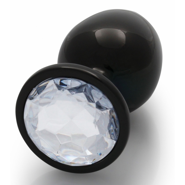 Bijou anal Round Gem L 8 x 4cm Black-Transparent