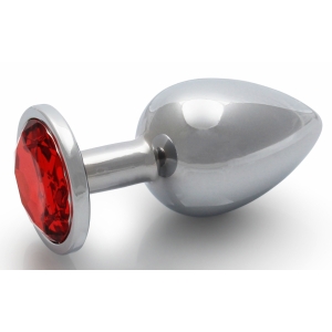 Ouch! Bijou anal Gema Redonda L 8 x 4cm Plata-Rojo