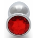 Bijou anal Gemma rotonda L 8 x 4 cm Argento-Rosso