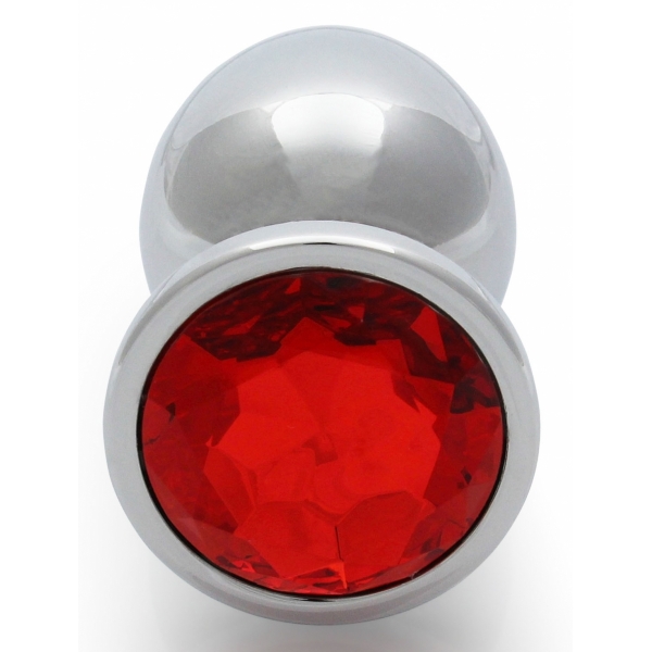 Bijou anal Round Gem L 8 x 4cm Silver-Red