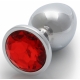 Bijou anal Round Gem L 8 x 4cm Silver-Red