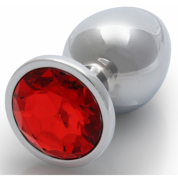 Bijou anal Gemma rotonda L 8 x 4 cm Argento-Rosso