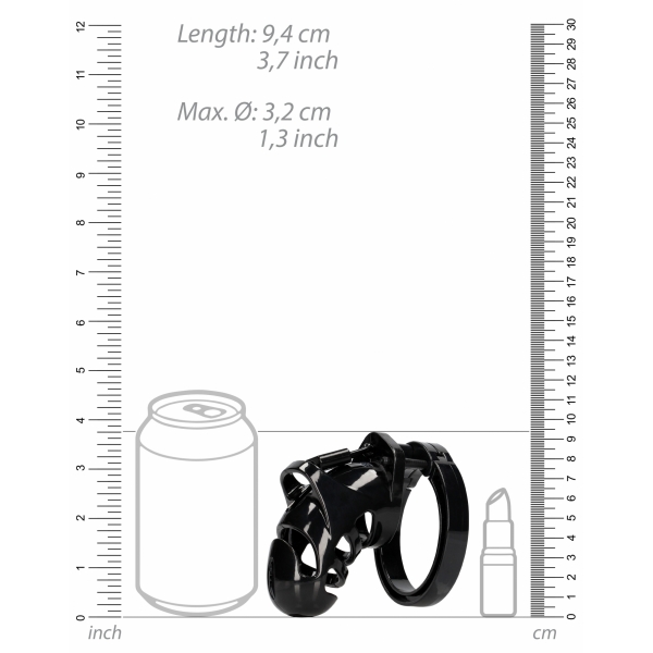 Jaula de castidad ManCage Modelo 25 - 9 x 3.5cm Negro