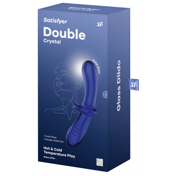 Double Crystal - Glass Dildo - Light Blue