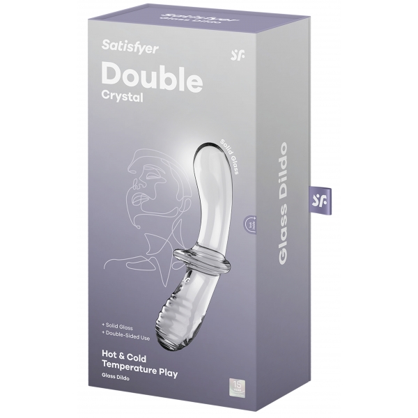 Glazen dildo Dubbel Kristal 18,5 x 3,5cm Helder