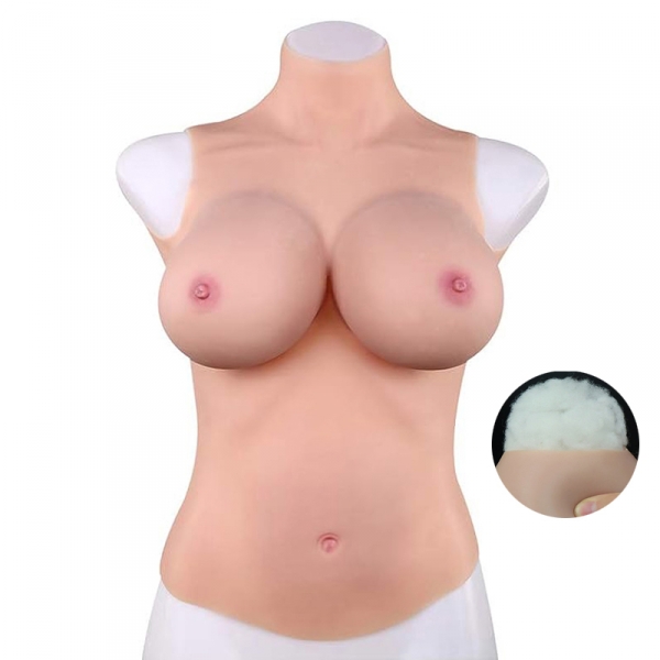 Full bust Realistic breasts Cotton - High neck - C cup