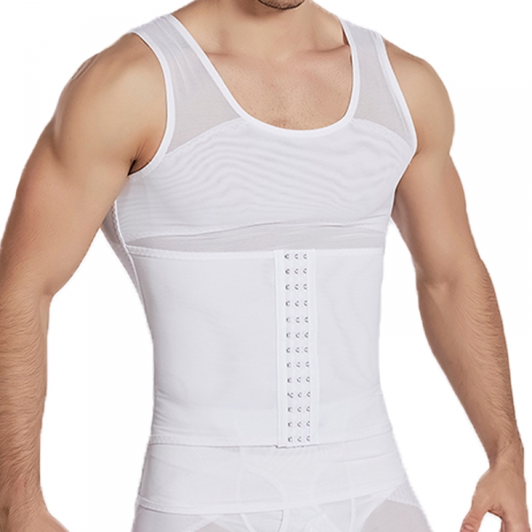  Men's Tight Shirt Waist Trainer WHITE