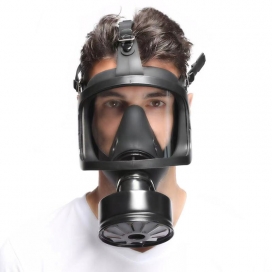 Máscara de gás preta totalmente visível