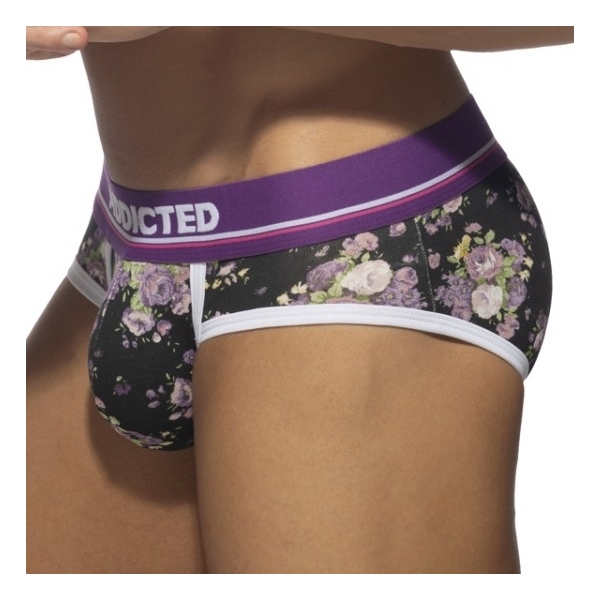 Slip Violet Flowers Black-Violet