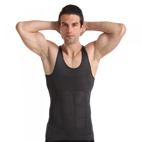 Mens Body Shaper Slimming Shirt BLACK