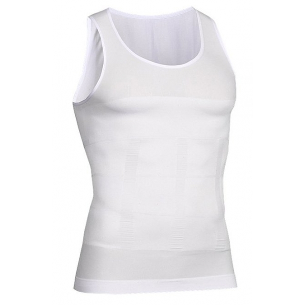 Mens Body Shaper Slimming Shirt WHITE