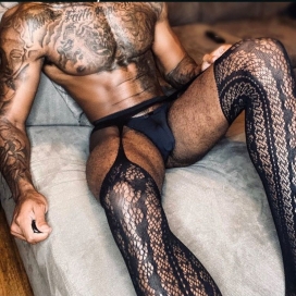 Erotic Panty Black suspender stockings