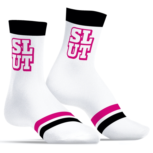 Chaussettes SLUT UNIVERSITY SneakXX Blanc-Rose