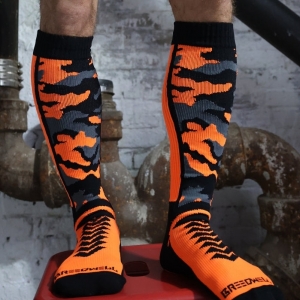 Breedwell Calcetines altos Neo Camo Negro-Naranja Neón