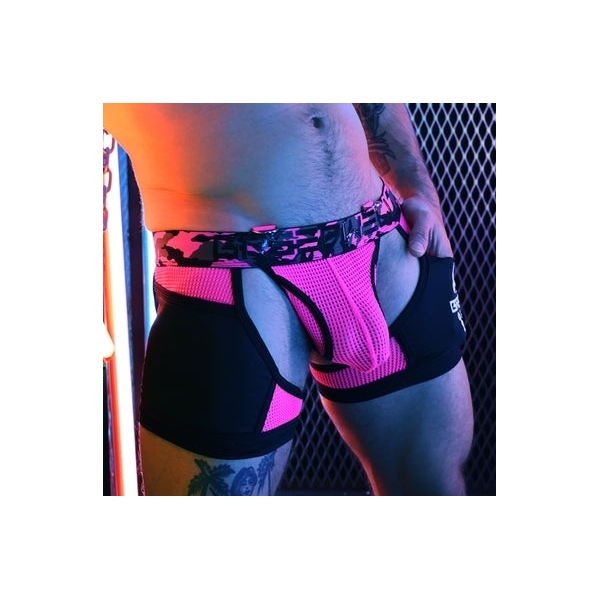 Boxer Bottomless Neo Camo Black-Rose Neon