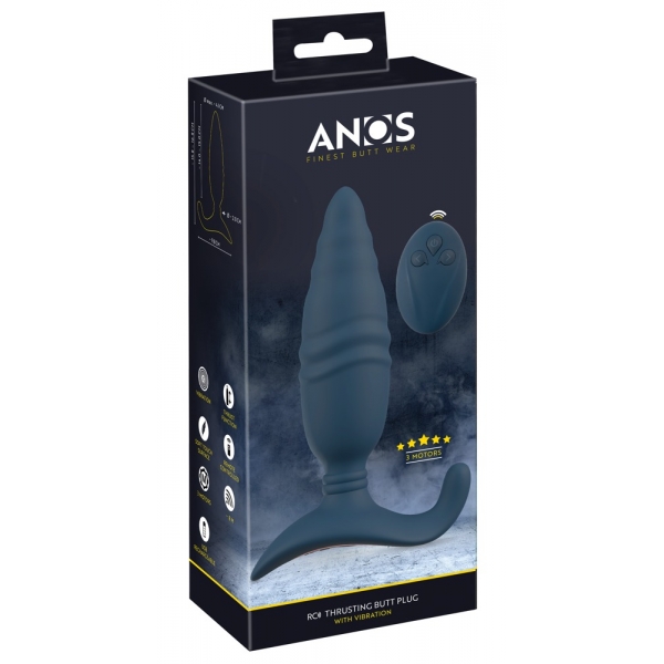 Plug Vibrador Butt Thrust 14.5 x 4cm Azul