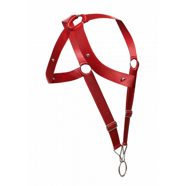 Crossback Elastic Harness and Cockring Dngeon Red