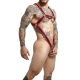 Dngeon Cross Cockring Harness Schwarz-Rot