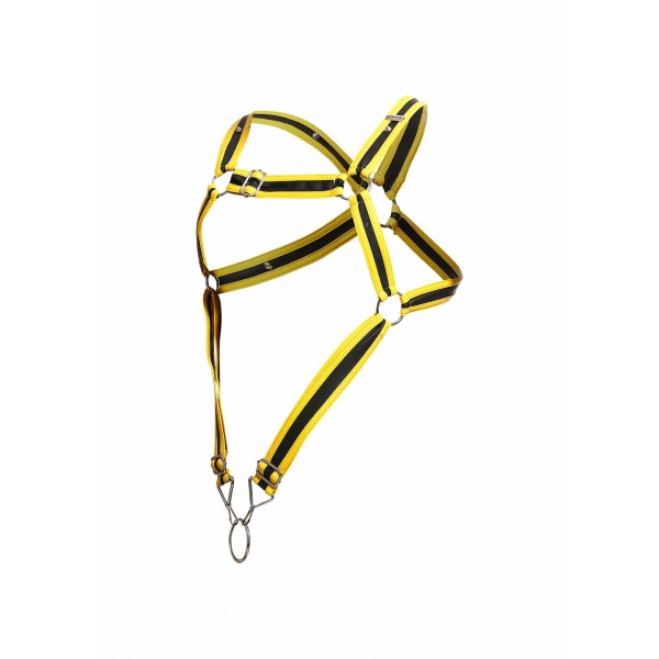 Cross Cockring Harness Dngeon Yellow-Black