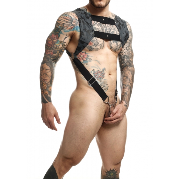 Top Cockring Harness Dngeon Grey
