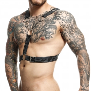 MOB Eroticwear DNGEON Cross Chain Harness Grey