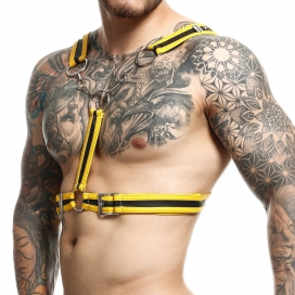 MOB Eroticwear Imbracatura a catena incrociata Dngeon nero-giallo