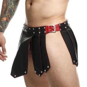 MOB Eroticwear Falda romana Sm Hombre Negro-Rojo