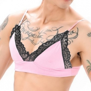 NoGenderWear Lace Border Bra Pink-White