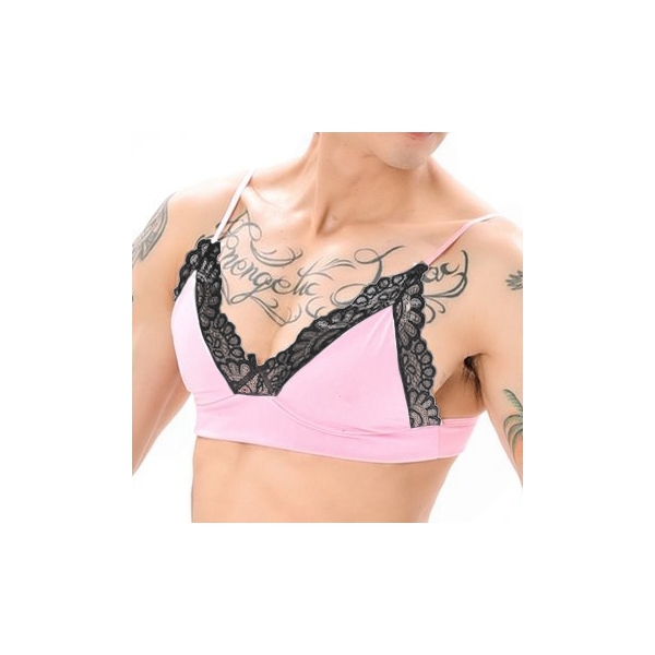 New Gay Bowknot Lace Bra Sexy Underwear PINK