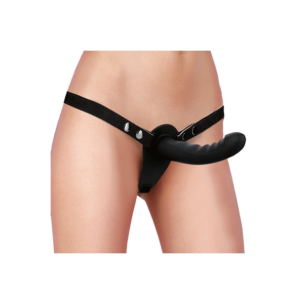 Silicone Ribbed Strap-On - Adjustable - Black