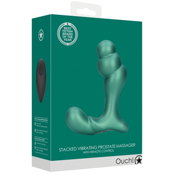 Estimulador de próstata empilhado 10 x 3,6 cm Verde metalizado