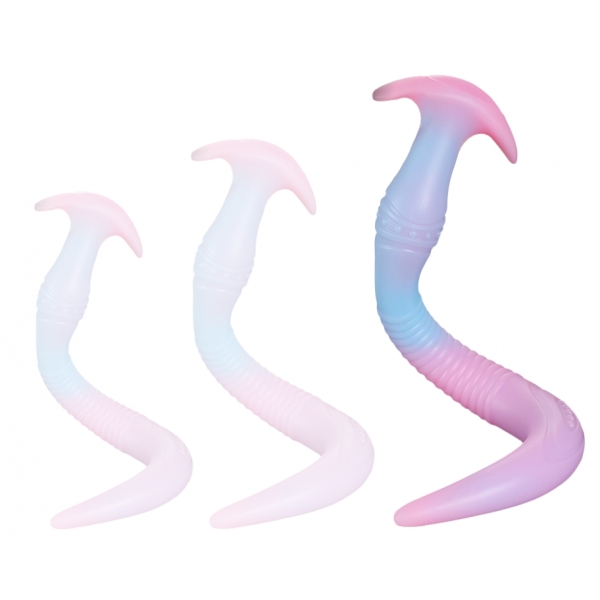 Eel Long Silicone Butt Plug - Luminous BLUE L