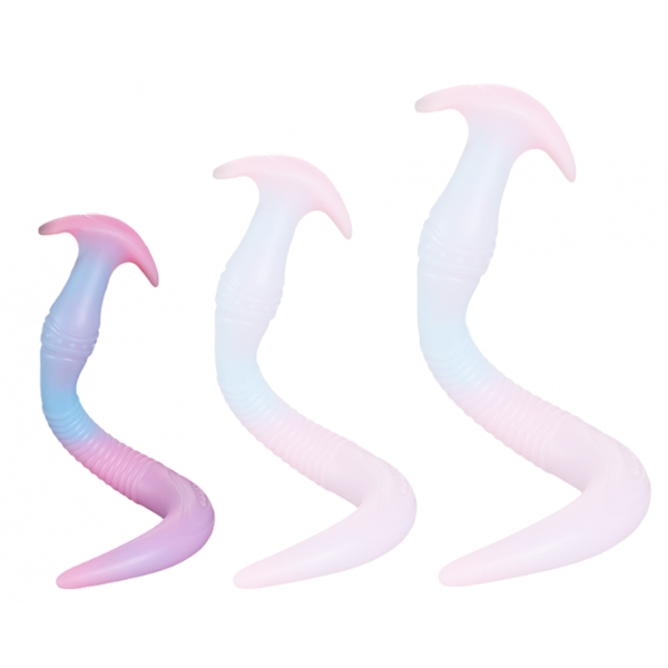 Eel Long Silicone Butt Plug - Luminous BLUE S