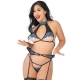 Halter bra set with garter Blue