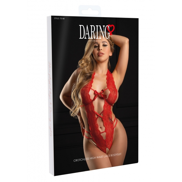 Opencrotch Lace Bodysuit Passion Red