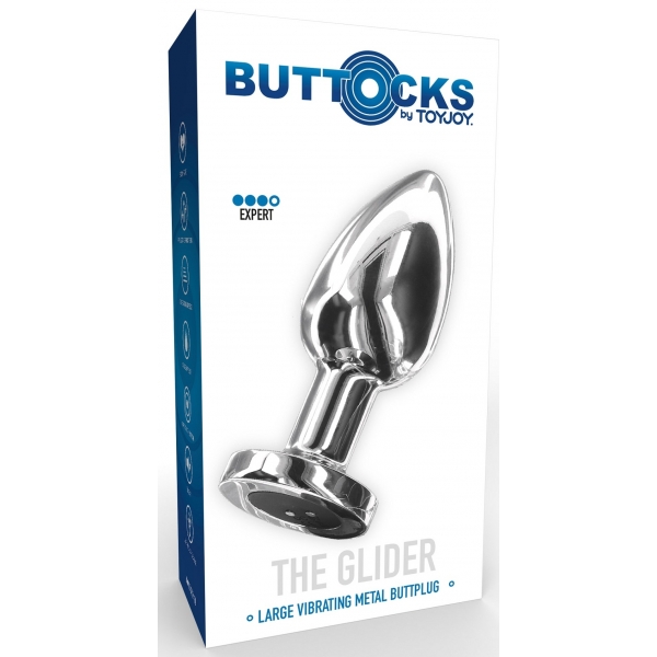 Vibrating Metal Buttplug L Silver