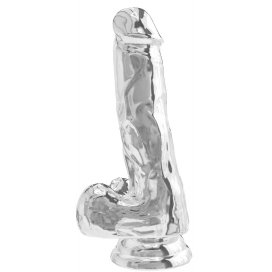 Clear Dildo with Balls 6 Inch Transparent