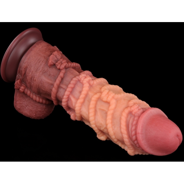 10.5'' Dual layered Platinum Silicone Cock with Rope