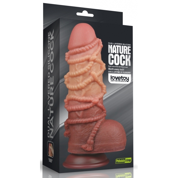 9.5'' Dual layered Platinum Silicone Cock with Rope