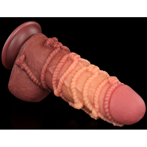 9.5'' Dual layered Platinum Silicone Cock with Rope