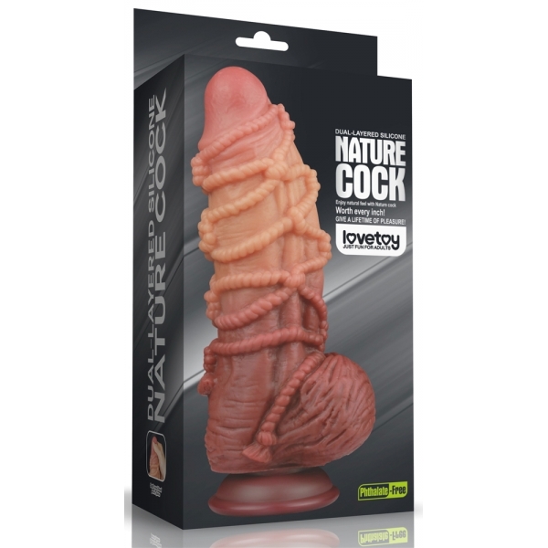 9.5'' Dual layered Platinum Silicone Cock with Rope