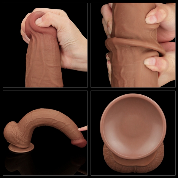 Dildo a pelle scorrevole 26 x 6 cm marrone