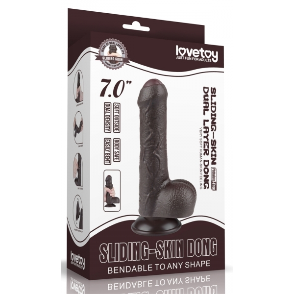 Dildo a pelle scorrevole 12 x 3,7 cm nero