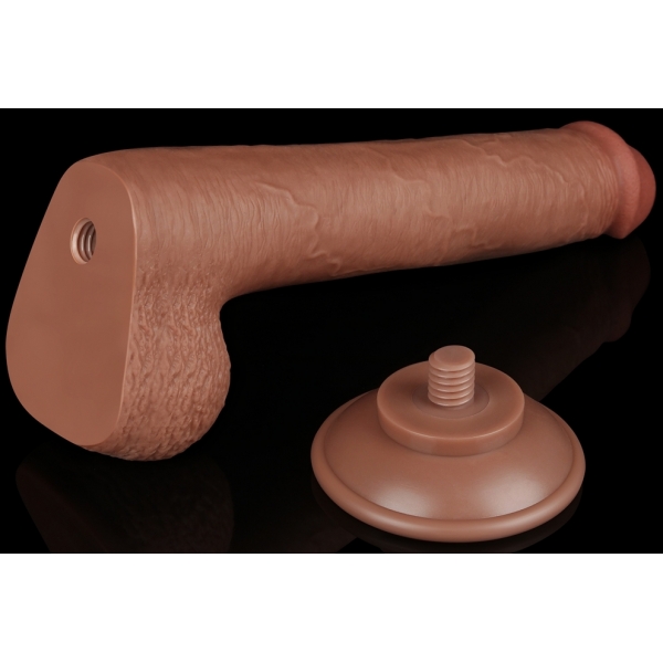 Dildo com bolsa de pele deslizante 17 x 3,5 cm castanho