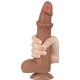 Dildo com bolsa de pele deslizante 17 x 4cm castanho