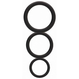 Conjunto de 3 anéis de pénis de silicone preto